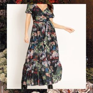 Black Milk Clothing Take My Monet Wrap Midaxi Dress